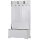 Hall Tree with 4 Hooks and Hinged Lid, Coat Hanger, Entryway Bench, Storage Bench