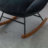 Tufted Upholstered Padded Seat Rocking Chair-Velvet Black
