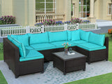 Wicker Rattan Patio Set, Sectional Outdoor Furniture Set with Cushions and Accent Pillows