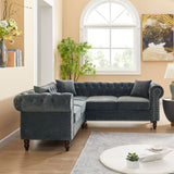 Grey Tufted L shaped Couch