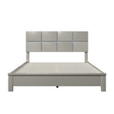 Queen Champagne Silver Platform Bed Solid Rubber Wood Frame and Legs