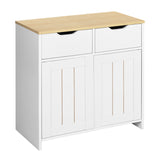 Storage Cabinet with 2 Drawers and Doors, Industrial Accent Kitchen Cupboard, Free Standing Cabinet, Retro Wooden Sideboard, Side Cabinet, for Living Room, Bedroom, Hallway, beige & white
