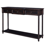 TREXM Console Table Sofa Table with Drawers for Entryway with Projecting Drawers and Long Shelf (Espresso)