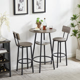 JHX Bar Table Set with 2 Bar stools PU Soft seat with backrest