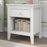 3 Pieces Traditional Concise Style White Bedroom Sets, Nightstand+Chest+Full Bed