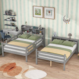 Grey Full Bunk Beds with Bookcase Headboard