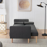 Dark Grey Double Corner Folding Sofa Bed, Two Throw Pillows