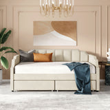 Twin Size Upholstered daybed with Drawers, Wood Slat Support