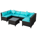 Wicker Rattan Patio Set, Sectional Outdoor Furniture Set with Cushions and Accent Pillows