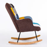 Rocking Chair, Tufted Upholstered Rocking Chair for Nursery, Comfy Wingback Glider Rocker with Safe Solid Wood Base for Living Room Bedroom Balcony