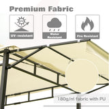 Iron Double Tiered Backyard Patio BBQ Grill Gazebo with Bar Counters, Beige