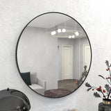 32" Wall Circle Mirror Large Round Black Farmhouse Circular Mirror for Wall Decor Big Bathroom Make Up Vanity Mirror Entryway Mirror
