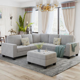 Sectional Corner Sofa L-shape Couch Space Saving with Storage Ottoman & Cup Holders