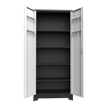 Black cabinet with white door