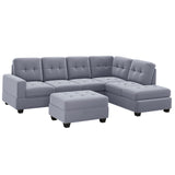 Grey Sectional Sofa with Reversible Chaise with Storage Ottoman