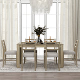 7-Piece Wooden Dining Table Set - Extendable Table with 12” Leaf and 2 Drawers, 6 Dining Chairs with Soft Cushion