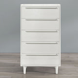 Modern Style Wood Grain 5-Drawer Chest with Solid Wood Legs, White