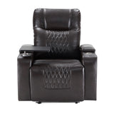 Power Motion Recliner with USB Charging Port and Hidden Arm Storage 2 Convenient Cup Holders Design and 360° Swivel Tray Table,Black（旧PP198292AAB）