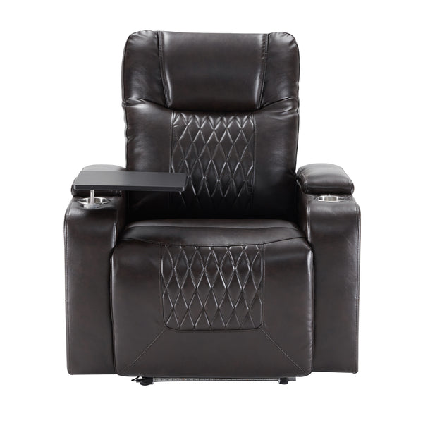 Power Motion Recliner with USB Charging Port and Hidden Arm Storage 2 Convenient Cup Holders Design and 360° Swivel Tray Table,Black（旧PP198292AAB）