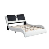 Faux Leather Upholstered Platform Bed Frame with led lighting & Bluetooth / massage