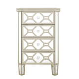 Elegant Mirrored 4-Drawer Chest with Golden Lines Storage Cabinet for Living Room, Hallway, Entryway