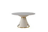 Modern sintered stone round dining table with stainless steel base