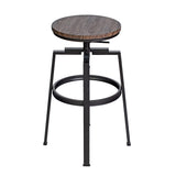 Set of 2 Swivel Adjustable Height Bar Stool - WALNUT & BLACK