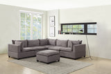 Light Gray Fabric 6 Piece Modular Sectional Sofa with Ottoman