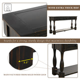 TREXM Console Table 64" Long Extra-thick Sofa Table with Drawers and Shelf for Entryway, Hallway, Living Room (Distressed Black)
