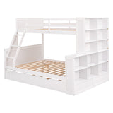 Twin over Full Bunk Bed with Trundle and Shelves