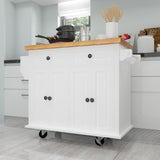 Kitchen Island Cart with Two Storage Cabinets