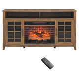55 inch TV Media Stand with Electric Fireplace KD Inserts Heater - Reclaimed Barnwood
