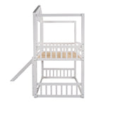 Twin over Twin House Bunk Bed with Convertible Slide and Ladder