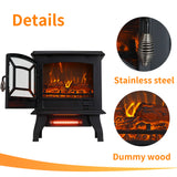 Indoor 17 Inch 1400W Compact Infrared Quartz Freestanding Portable Electric Fireplace Stove Heater with Realistic 3D Flame Effect