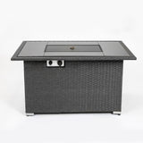 44" Gas Propane Fire pit  Table  Rectangle  50,000 BTU with  8mm Tempered Glass Tabletop & Blue Stone& Steel table lid &Table waterproof dusty Cover ,ETL Certification (Grey)
