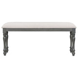 6-Piece Wood Dining Table Set Rectangular Table with Turned Legs, 4 Upholstered Chairs and Bench for Dining Room