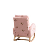 26.8"W Modern Rocking Chair for Nursery, Mid Century Accent Rocker Armchair With Side Pocket, Upholstered High Back Wooden Rocking Chair for Living Room Baby Kids Room Bedroom, Pink Boucle