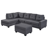 Grey Sectional Sofa Space Saving with Storage Ottoman