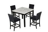 5-piece Counter Height Dining Table Set with One Faux Marble Dining Table