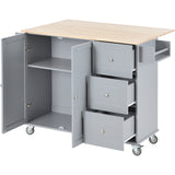 Rolling Mobile Kitchen Island with Solid Wood Top and Locking Wheels