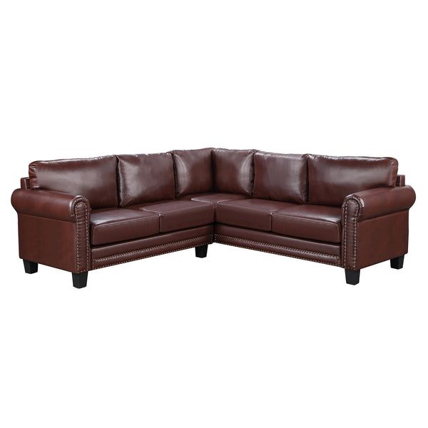 Brown Mid-Century Sectional Corner Sofa L-shape