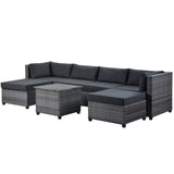 7 Piece Rattan Sectional Seating Group with Cushions, Outdoor Rattan Sofa NEW!