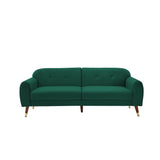 Loveseat with wood legs, Green velvet