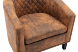 COOLMORE accent Barrel chair living room chair with nailheads and solid wood legs  Light  Coffee microfiber fabric