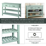 TREXM  Retro Console Table for Entryway with Drawers and Shelf Living Room Furniture (Antique Blue)