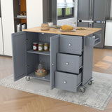 Rolling Mobile Kitchen Island with Solid Wood Top and Locking Wheels