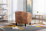 COOLMORE accent Barrel chair living room chair with nailheads and solid wood legs  Light  Coffee microfiber fabric