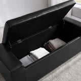 Faux Leather Upholstery Storage  Ottoman Bench Black