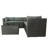 6 Pieces PE Rattan sectional Outdoor Furniture Cushioned  Sofa set Black