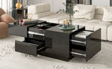 Extendable Coffee Table with 4 Drawers with Hidden Storage Compartment
